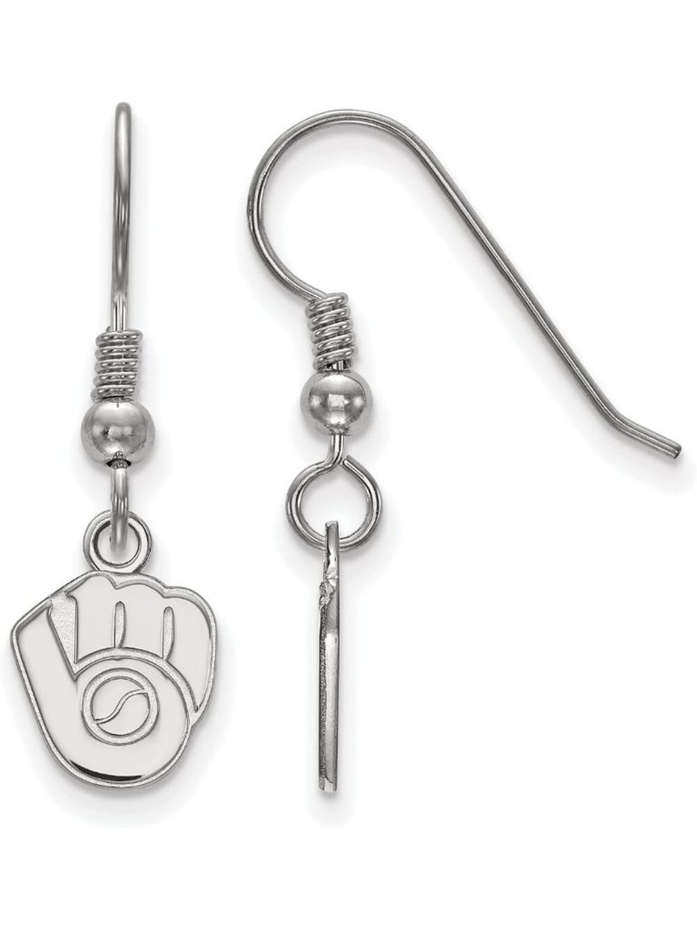 Sterling Silver Milwaukee Brewers Logo Dangle Earrings - Sports Jewelry Gift